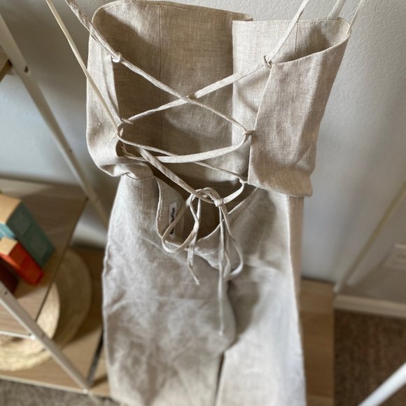 Reformation Huntington open-back jumpsuit oatmeal size 8 NWT - Picture 6 of 6